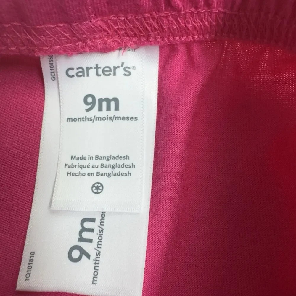 Carter's Heart Long Sleeve Bodysuit & Leggings Set Baby Girl 9M Dark Pink Gray